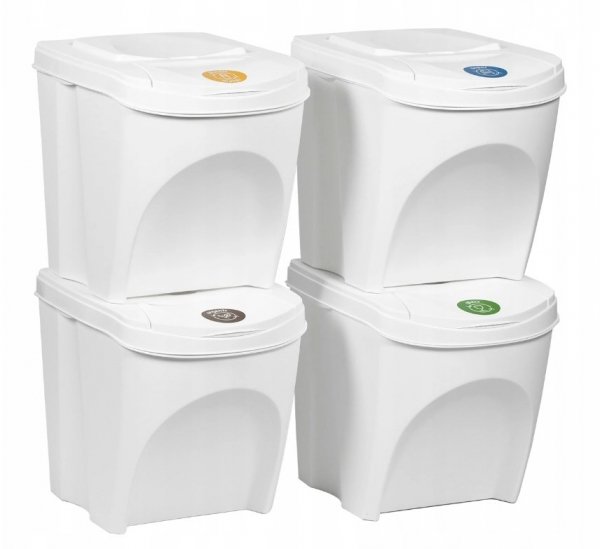 Mülleimer Abfalleimer Mülltrennsystem 4x25L Box Weiß