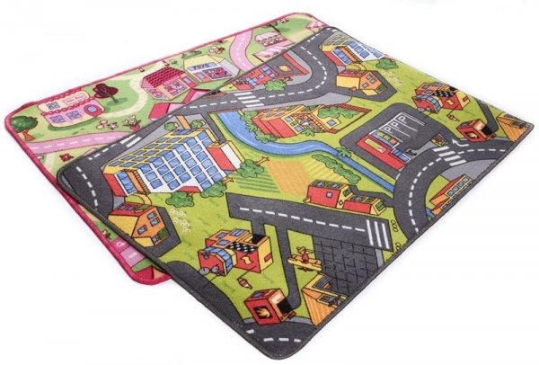 Kinderteppich Spielteppich Straßenteppich Stadt Junge Auto - 80 x 120 cm