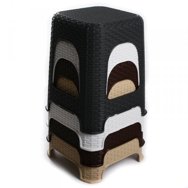 Hocker Sitz Sitzhocker Rattan Badhocker Stapelhocker Garten Stuhl Taburett - Beige