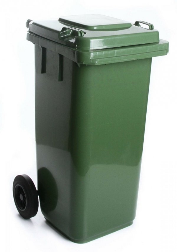 Mülltonne Müllbehälter Behälter  mit Deckel 2 Rad - 120L Grün