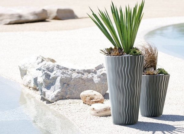 Blumentopf Pflanzkübel 3D Effect Sandy Slim 300 weiß