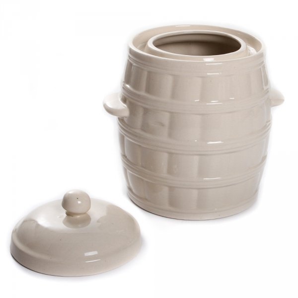 Sauerkrauttopf Keramikfass Einlegetopf Gurkentopf Creme Gärtopf 8L