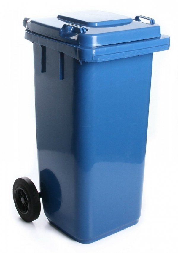 Mülltonne Müllbehälter Behälter  mit Deckel 2 Rad - 120L Blau