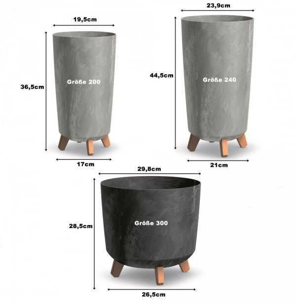 Blumentopf Blumenkübel mit Füßen Pflanzkübel Slim Beton Design 240 - Terrakotta