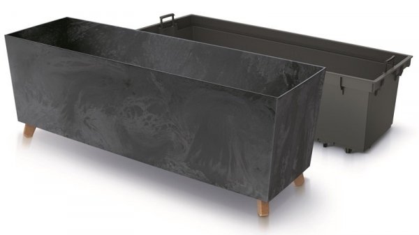 Blumenkasten Blumenkübel mit Füßen Pflanzkübel Beton Optik Übertopf 77cm - Anthrazit