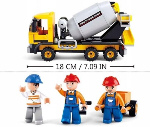 Klemmbausteine Spielbausteine Spielset BAU Spielfigur - Betonmischer Cement Mixer Truck G070893 