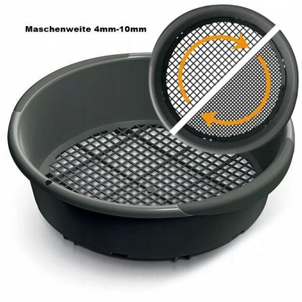 Gartensieb Steinsieb Erdsieb Rund Schüttelsieb ∅37cm Schuttsieb Siebko: 4mm - 10mm