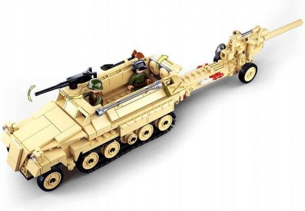 Klemmbausteine Spielbausteine Militär Auto Bausatz - WW II Deutsches Halbkettenfahrzeug mit Kanone 