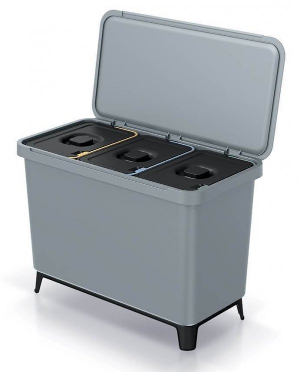 Mülleimer Abfalleimer Mülltrennsystem Müllsortierer - 3er Set - 3x 10L Grau