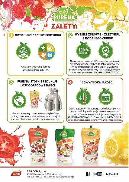 Pulpa puree przecier 100% bez cukru z mango 3x1kg