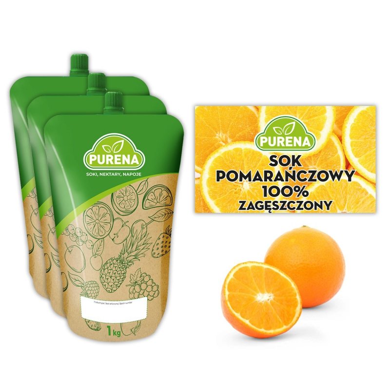 Sok pomarańczowy 100% zagęszczony 3x1kg na 15l