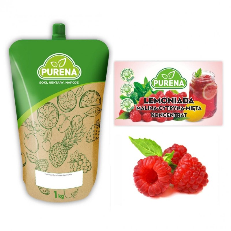 Lemoniada malina-cytryna-mięta koncentrat 1kg na 6l