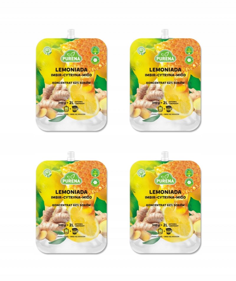 Lemoniada imbir-cytryna-miód koncentrat 340g x 4 sztuki
