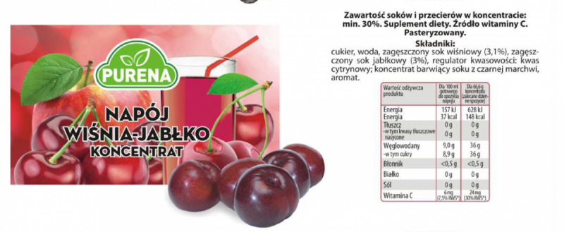 Napój wiśnia-jabłko koncentrat 1kg na 6l