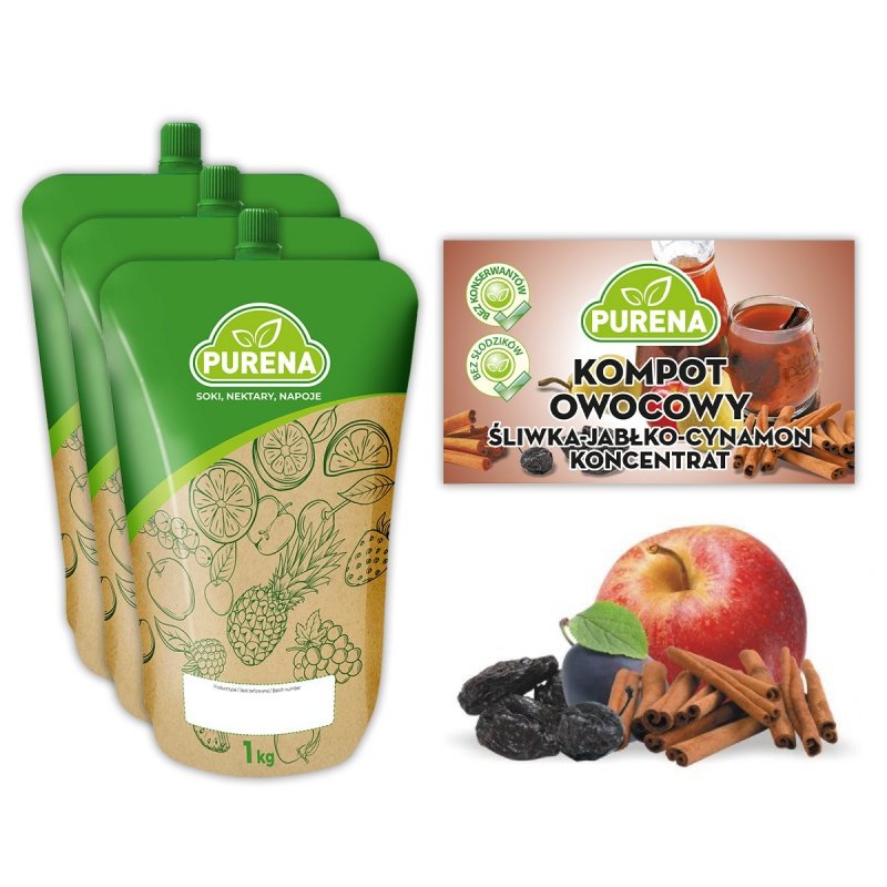 Kompot śliwka-jabłko-cynamon koncentrat 3x1kg na 18l