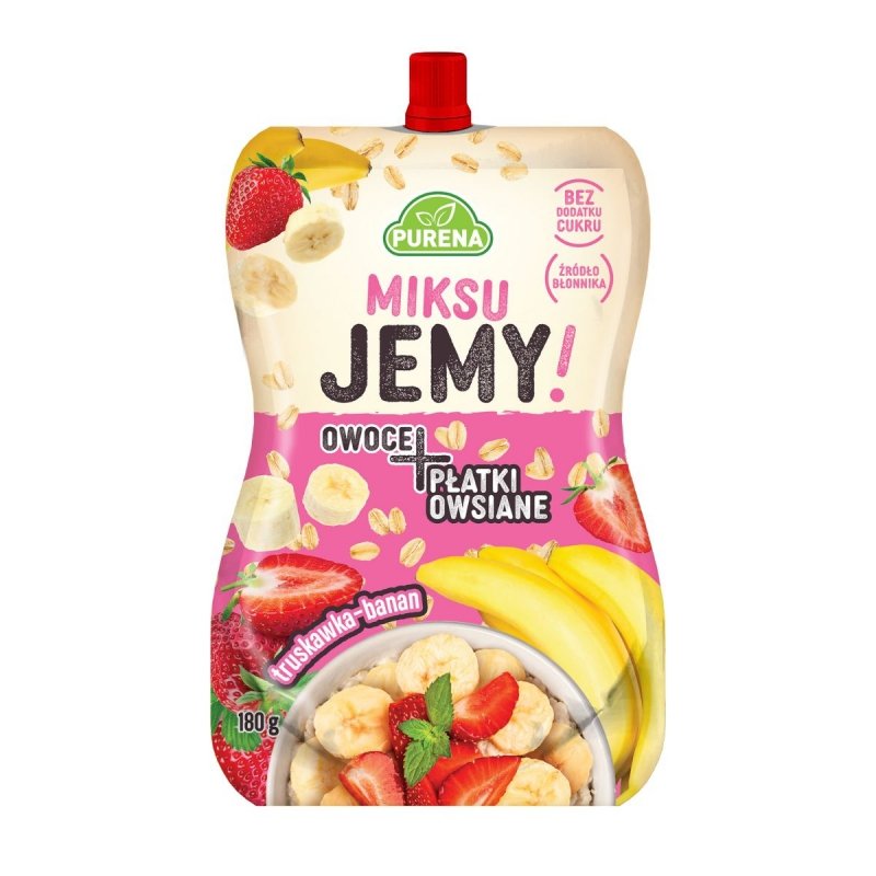 MiksuJEMY przekąska truskawka-banan + PŁATKI OWSIANE 180g x 10sztuk