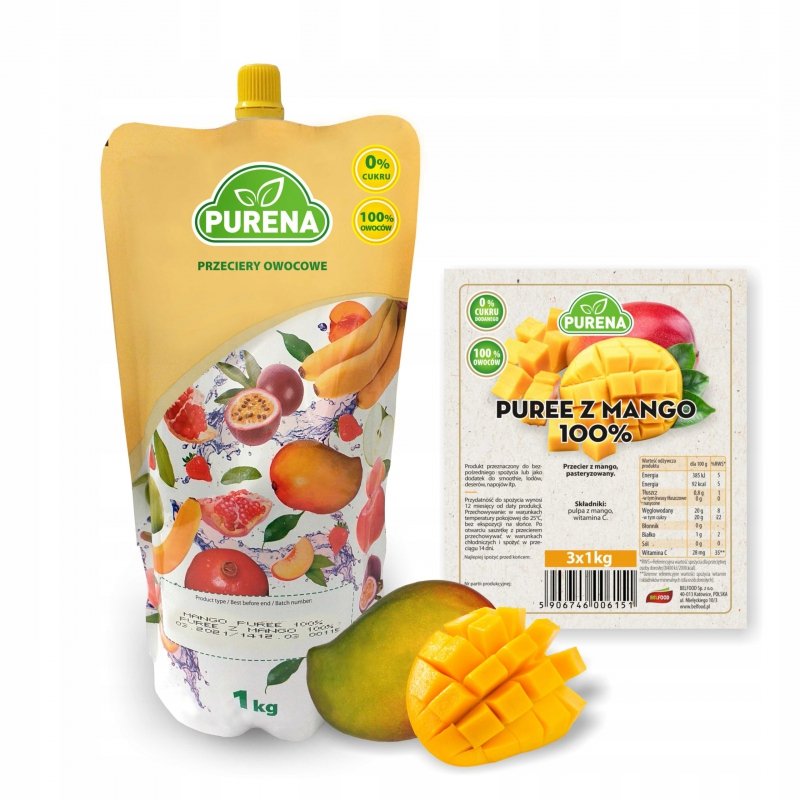 Pulpa puree przecier 100% bez cukru z mango  1kg