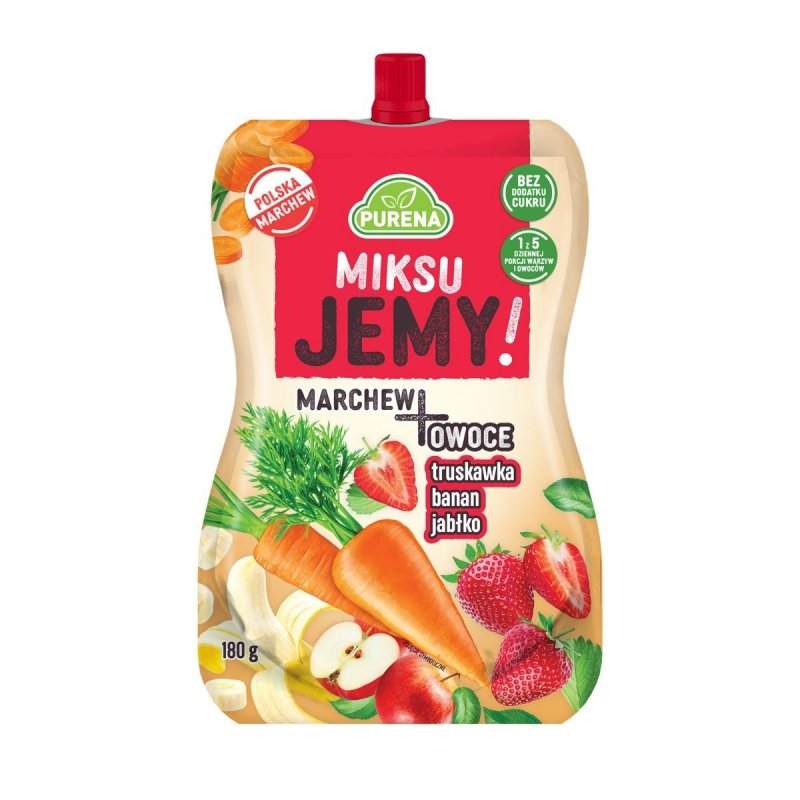 MiksuJEMY przekąska MARCHEW + truskawka-banan-jabłko 180g x 10sztuk