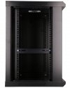 Extralink Szafka wisząca rack 12U 600x600 czarna szklane drzwi