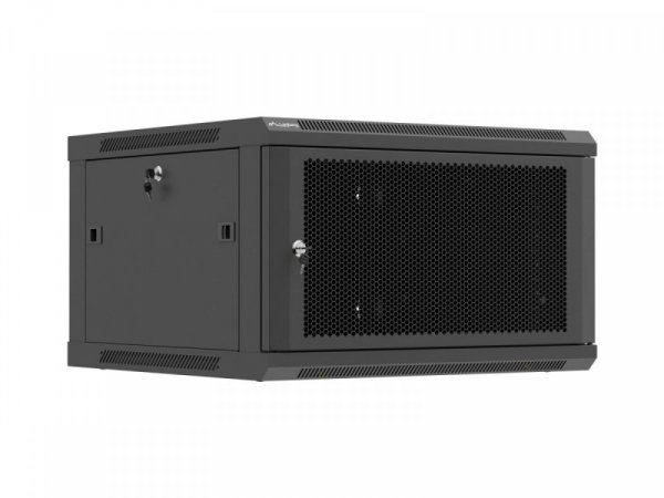Lanberg Szafa instalacyjna rack wisząca 19 cali 6U 600x600 czarna drzwi perforowane (flat pack)