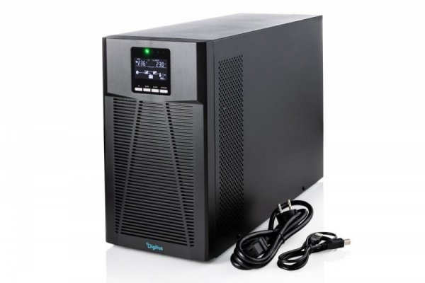Digitus Zasilacz awaryjny UPS Online Tower 19" LCD 3000VA/3000W 6x12V/9Ah 8xC13 1xC19 1xC14 USB RS232 RJ45 GŁ.460mm