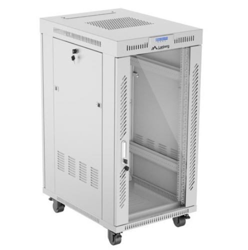 Lanberg Szafa stojąca rack 19&#039;&#039; 22U 600x800 szara drzwi szklane LCD flack pack