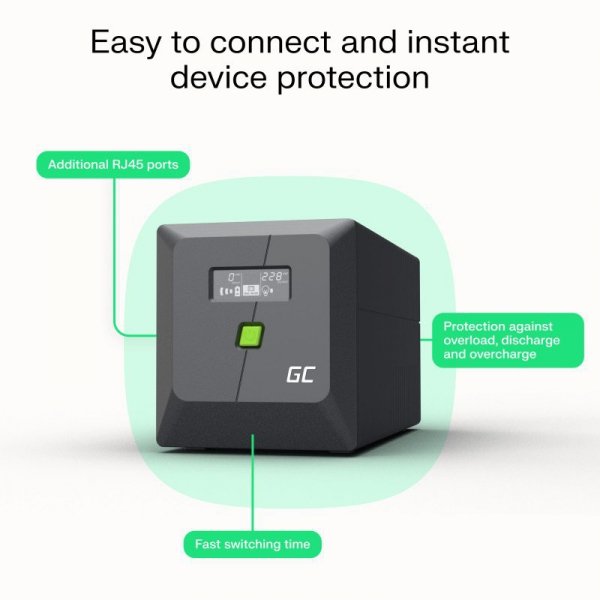 Green Cell Zasilacz awaryjny UPS 1050W/1500VA czysta sinusoida