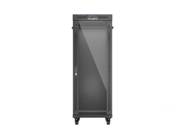 Lanberg Szafa instalacyjna rack stojąca 19 cali 32U 600x1000 drzwi przeszklone LCD czarna (Flat pack)