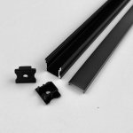 Profil LP-Y czarny prosty głęboki 1m kpl. klosz zaślepki uchwyty
