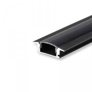 Profil do LED zestaw, ALU wpuszczany czarny V-TAC 2mb klosz czarny 24,7x7mm VT-8106
