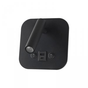 Oprawa LED V-TAC 8W COB CREE kinkiet czarny hotel łóżko USB+USB C włącznik VT-80068-B 3000K 830lm 2 Lata gwarancji