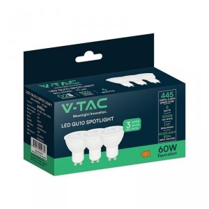 Żarówka LED V-TAC GU10 6W 110st (opak. 3szt) VT-247 4000K 445lm