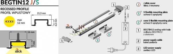 PROFIL LED BEGTIN12 J/S 2m