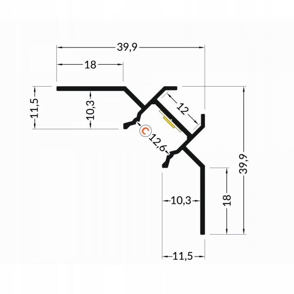 Profil LED UNI-TILE12 90st C 2m anodowany
