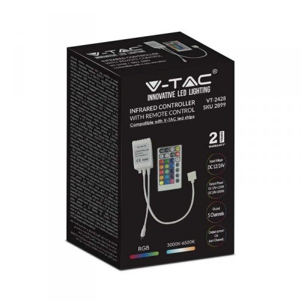 Sterownik Taśm V-TAC LED RGBW CCT 12V/24V Podczerwień 28 Przycisków VT-2428