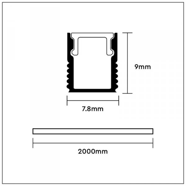 Profil Aluminiowy V-TAC 2mb Anodowany, Klosz Mleczny, VT-8136