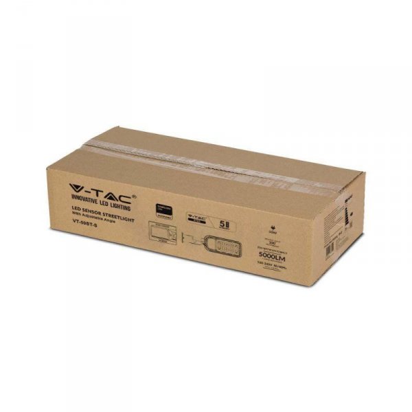 Oprawa Uliczna LED V-TAC SAMSUNG CHIP z regulacją i czujnikiem światła 50W 120Lm/W 6500K 5000lm 5 Lat Gwarancji