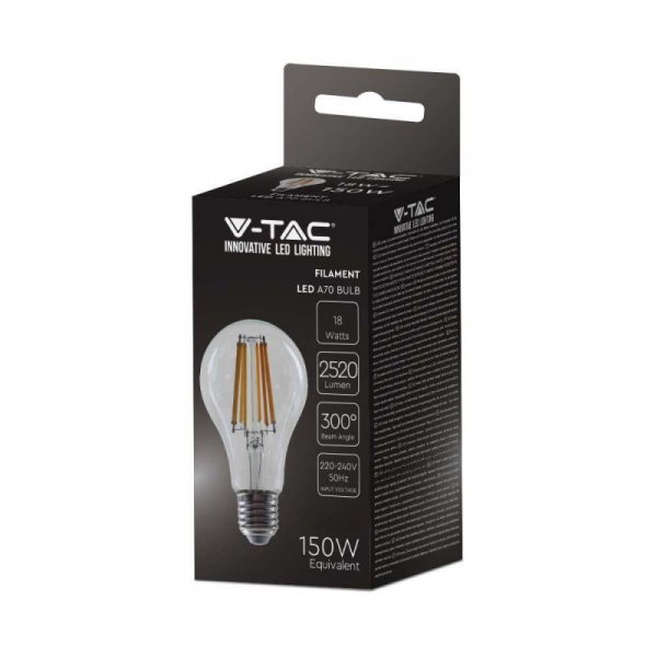 Żarówka LED V-TAC 18W Filament E27 A70 135Lm/W VT-2328-N 3000K 2520lm
