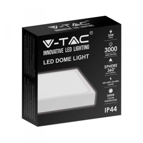 Plafon V-TAC 30W LED Kwadrat IP44 42x42cm Biały VT-8630W-SQ 6500K 3000lm