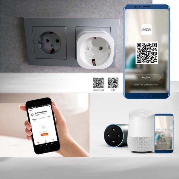 Gniazdo inteligentne V-TAC smart plug 16A 3680W WI-FI Amazon Alexa Google Home VT-5172