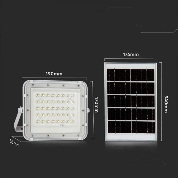 Naświetlacz LED solarny V-TAC 10W pilot auto timer IP65 biały VT-80W-W 6400K 800lm