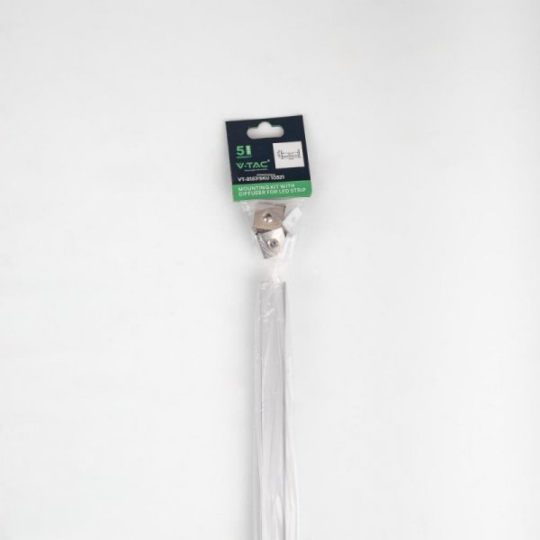 Profil do LED zestaw, ALU anodowany cienkościenny V-TAC 2mb klosz mleczny 17,4x7mm VT-8113