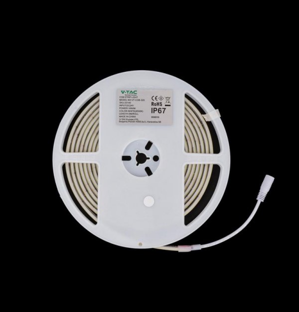Taśma LED V-TAC bezpunktowa COB 320LED 24V IP67 10W/m VT-COB 320 Kolor Czerowny