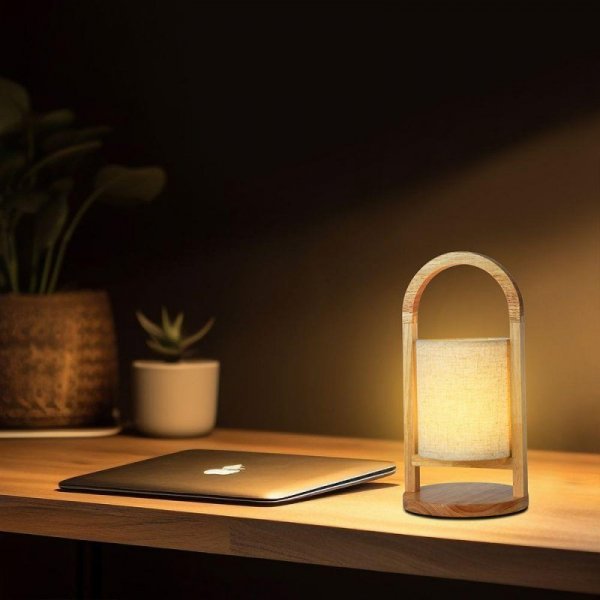 Lampka Biurkowa Nocna V-TAC 1,5W LED Ładowanie Ściemnianie Drewno VT-7570 3000K 100lm