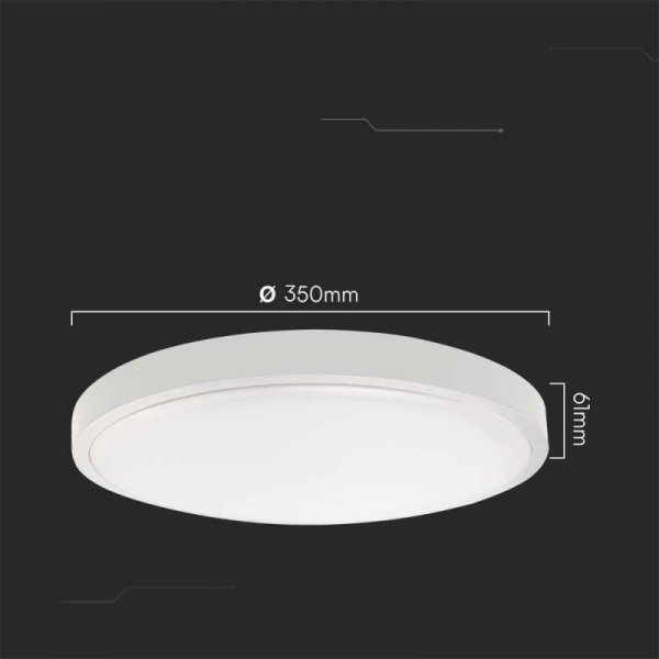 Oprawa sufitowa plafoniera V-TAC 24W LED okrągły 35cm natynkowy pilot czujnik ruchu IP44 biały VT-8624S 4000K 2500lm