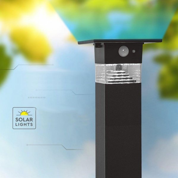 Słupek Ogrodowy Solarny V-TAC 80cm 5.5W LED IP54 Czarny VT-1170 3000K 250lm 3 Lata Gwarancji