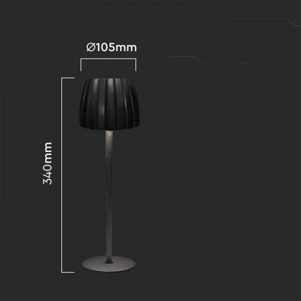 Lampka Biurkowa Nocna V-TAC 2,7W LED 34cm Ładowanie USB Ściemnianie Czarna VT-7967 3000K-6000K 110lm