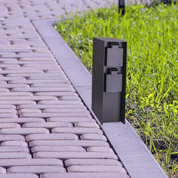 Słupek ogrodowy V-TAC 2 gniazda 2x16A 23cm 3600W IP44 grafit VT-1196 3 lata gwarancji