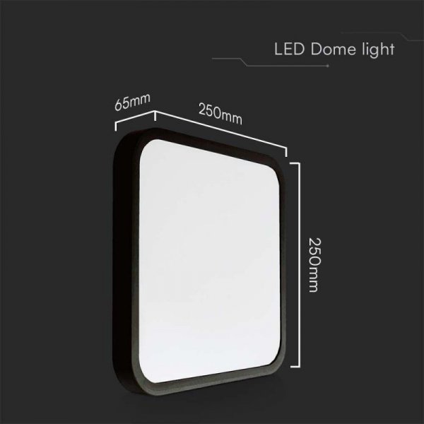 Plafon V-TAC 18W LED SAMSUNG CHIP Kwadrat 25x25cm Natynkowy IP44 Czarny VT-8618B 4000K 1830lm 5 Lat Gwarancji