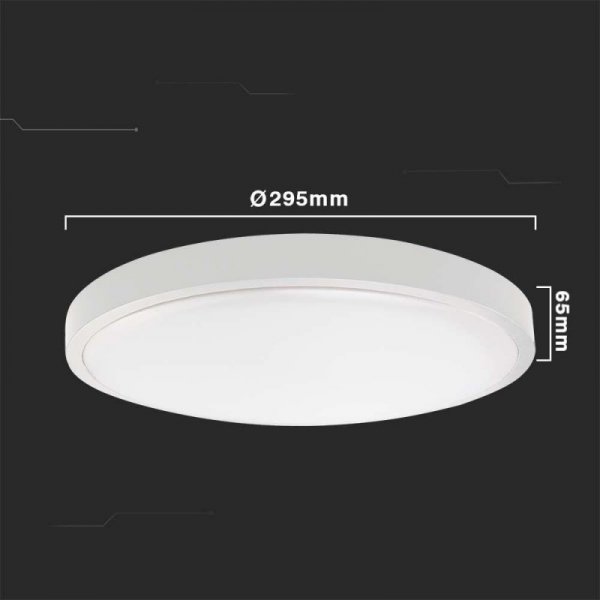 Oprawa sufitowa plafoniera V-TAC 24W LED okrągły IP44 czujnik ruchu mikrofalowy 30cm biały VT-8624S-W-RD 4000K 2400lm